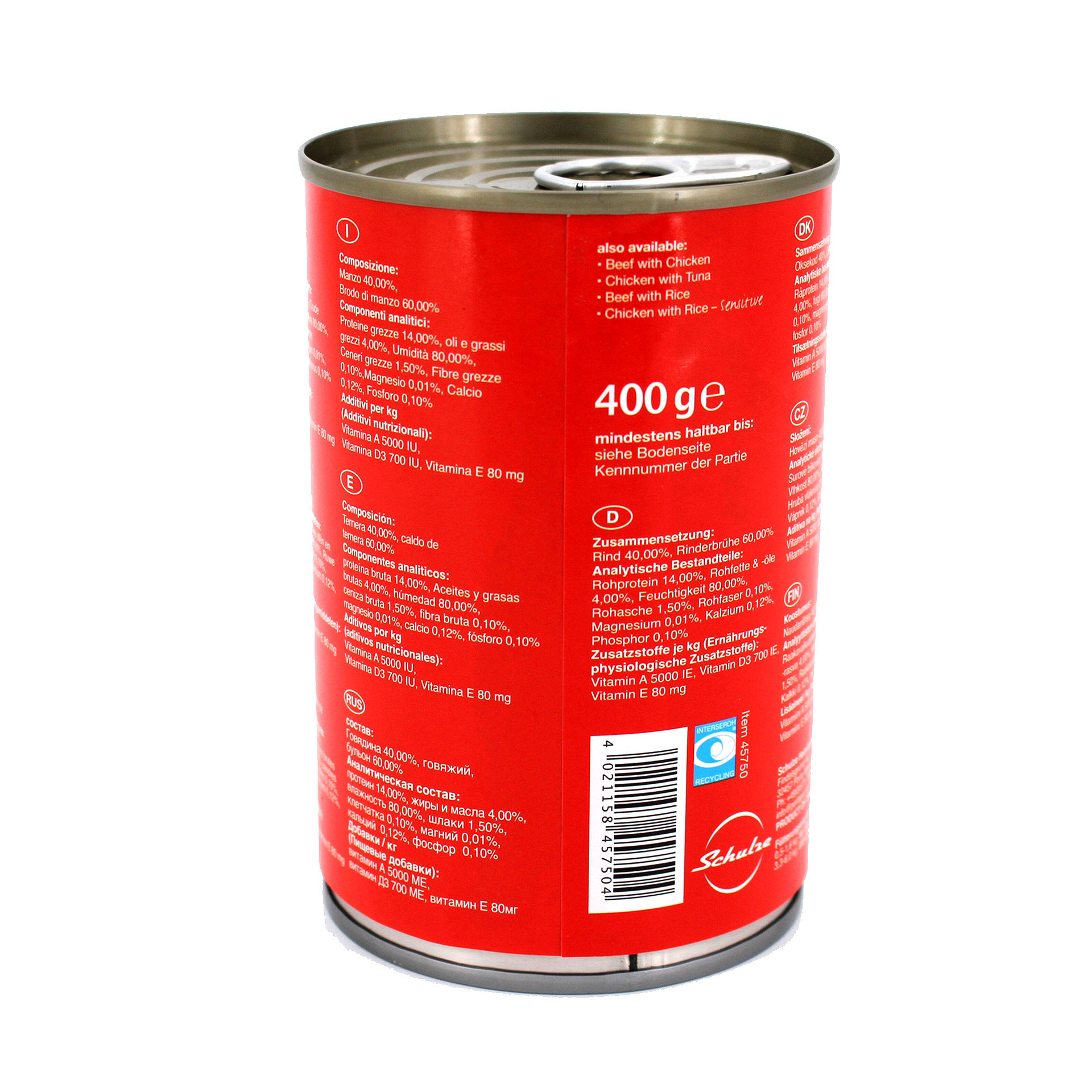 Canine Porta21 Rind pur 400g Dose Rückseite