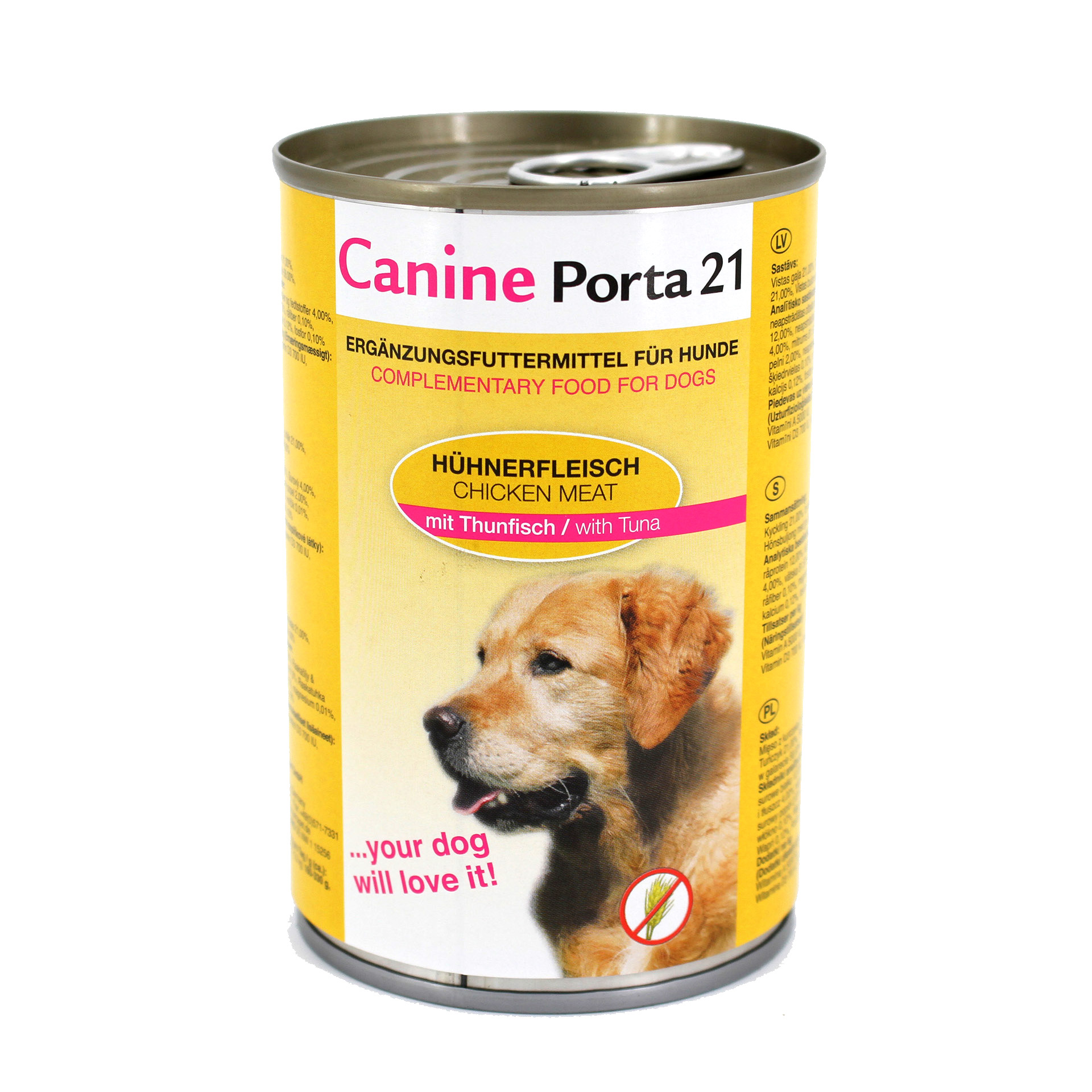 HuhnmitThunfisch_156g_45590_01 Canine - Huhn mit Thunfisch 400 g