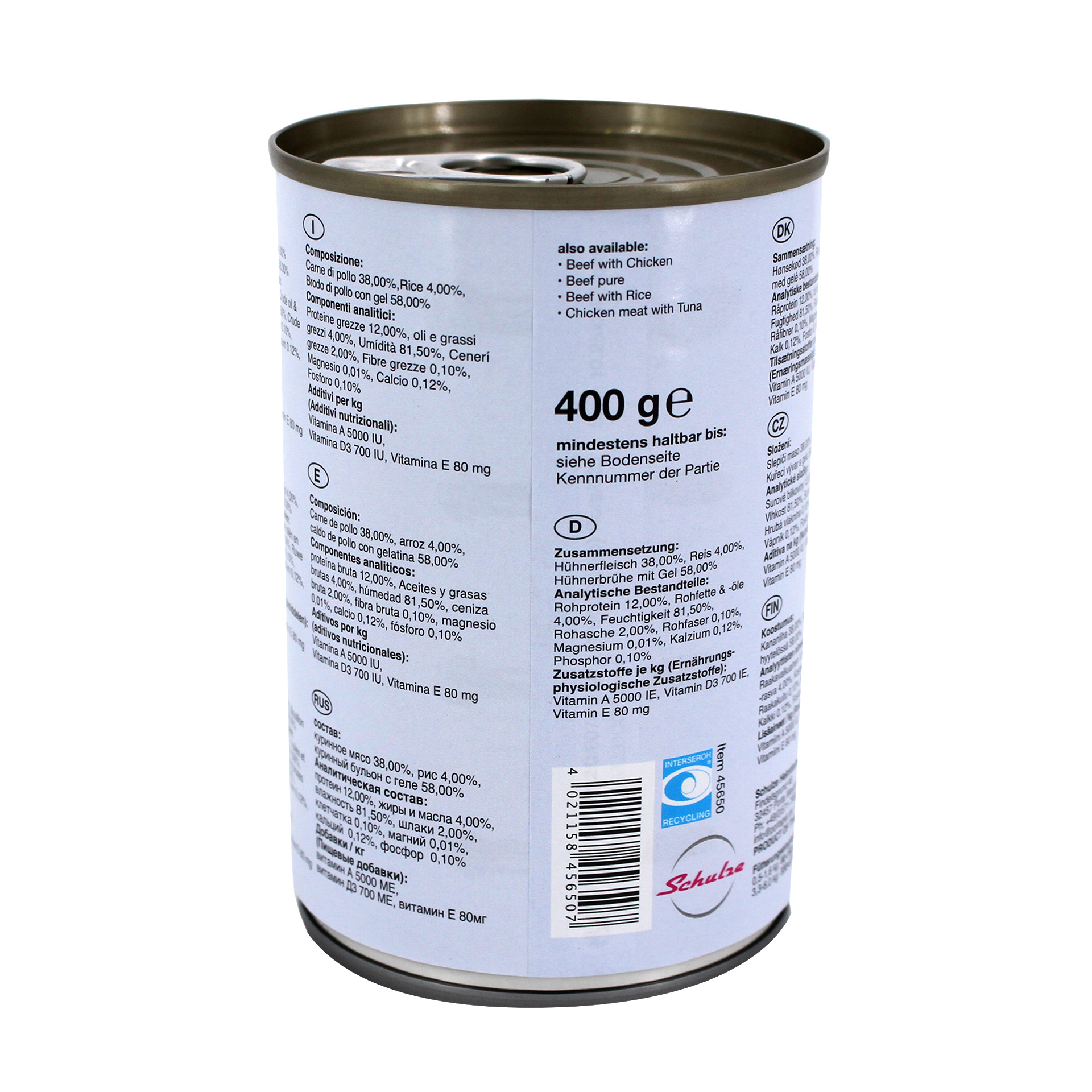 HuhnmitReis_400g_45650_02 Canine - Sensitive Huhn mit Reis 400g