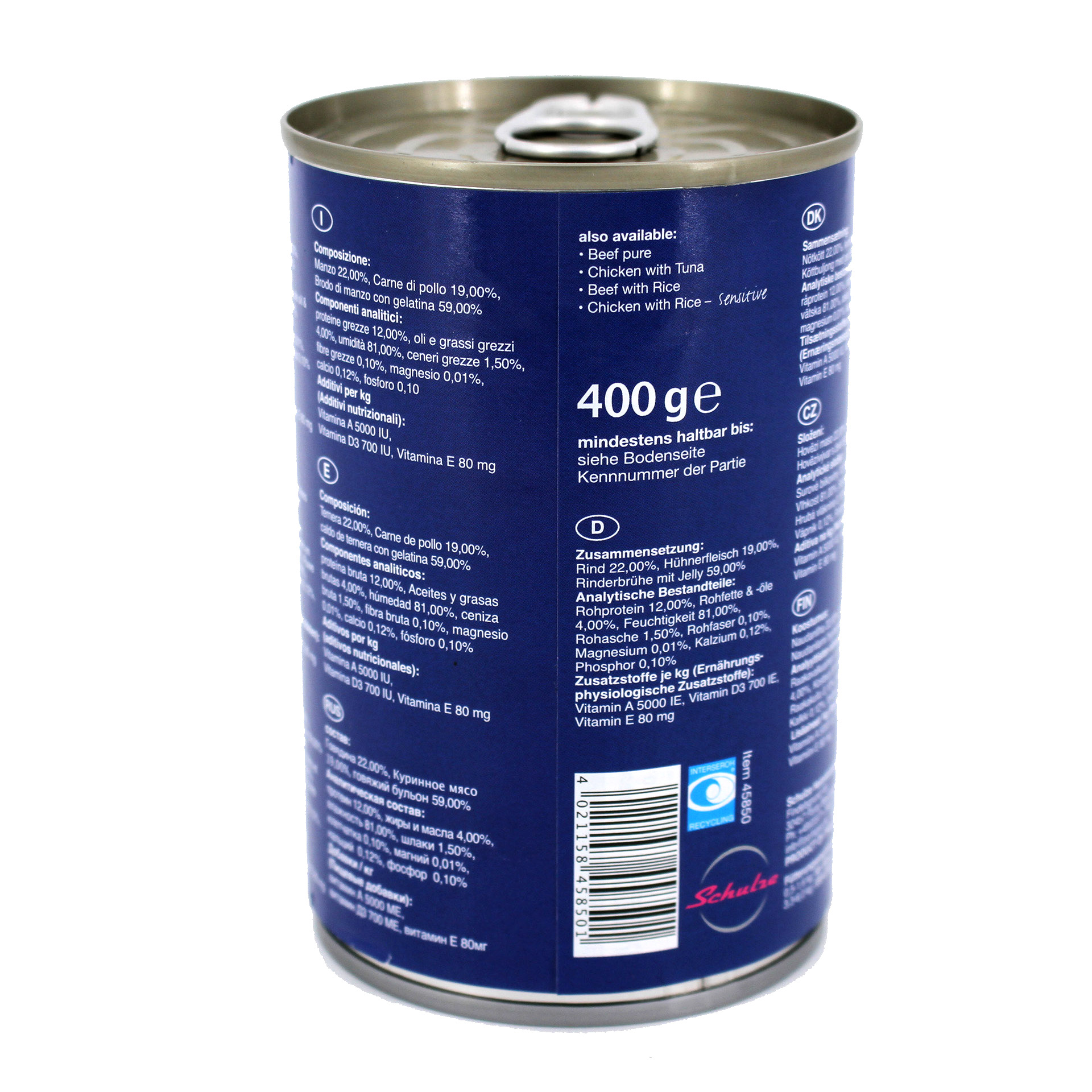 RindmitHuhn_400g_45850_02 Canine - Rind mit Huhn 400 g